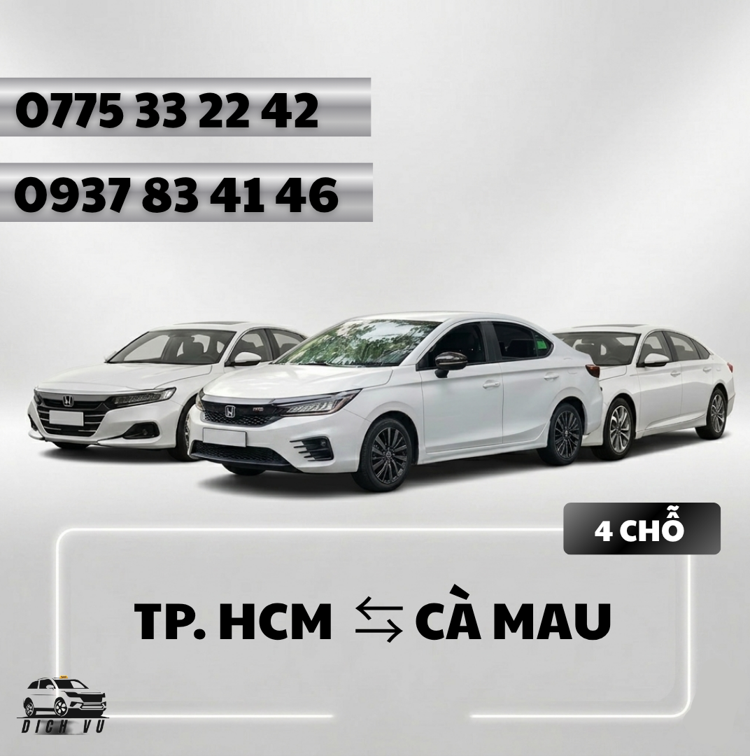 Đặt xe Cà Mau 4 chỗ